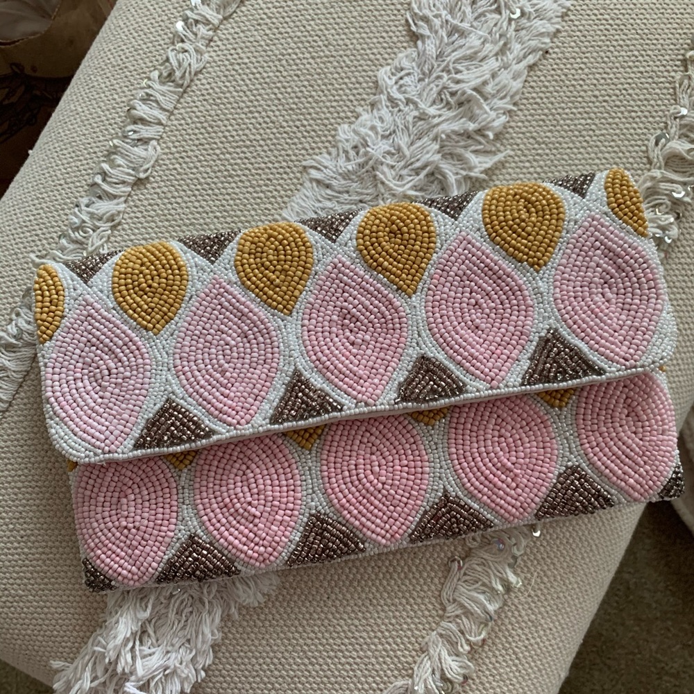 Colorful beaded clutch